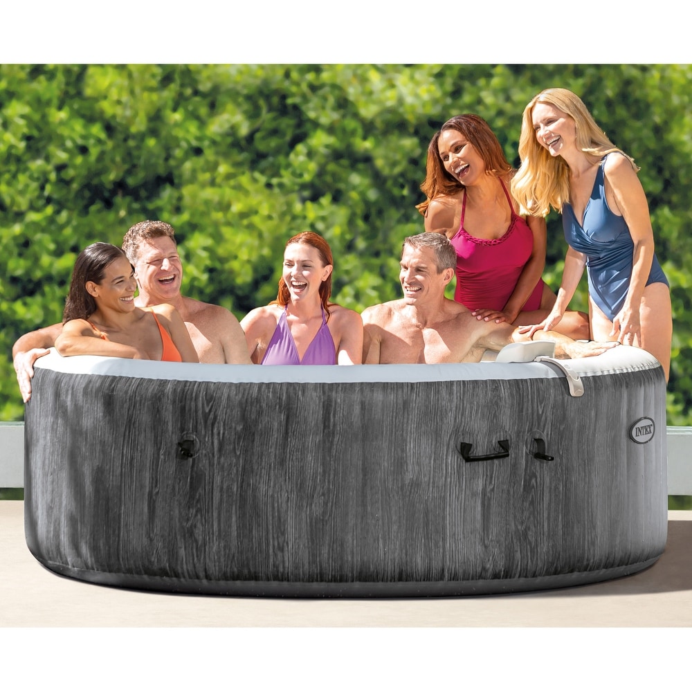 Intex 28439EP PureSpa Plus Greywood Inflatable Hot Tub Bubble Jet Spa  77 x 28\