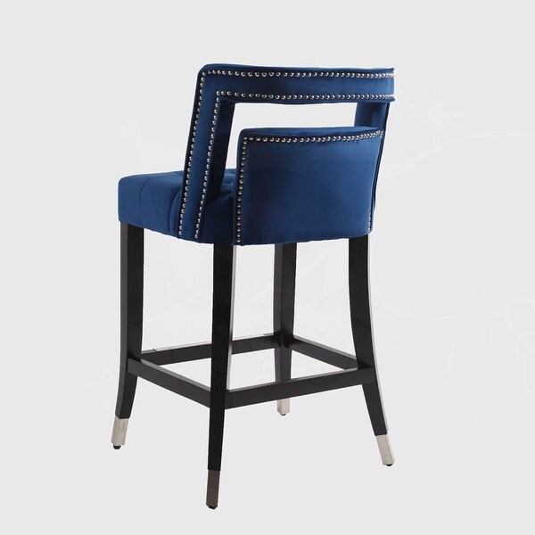 2 pcs Set 26 inch Suede Velvet Barstool with nailheads