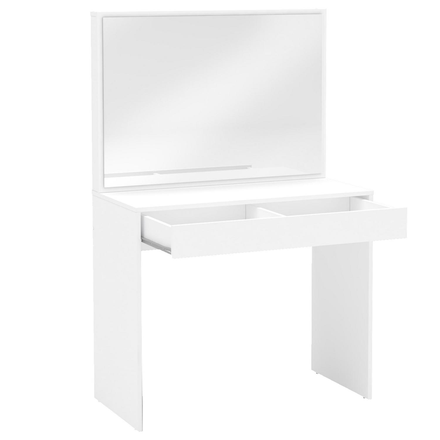 Polifurniture Virginia Modern Vanity Desk， White Finish