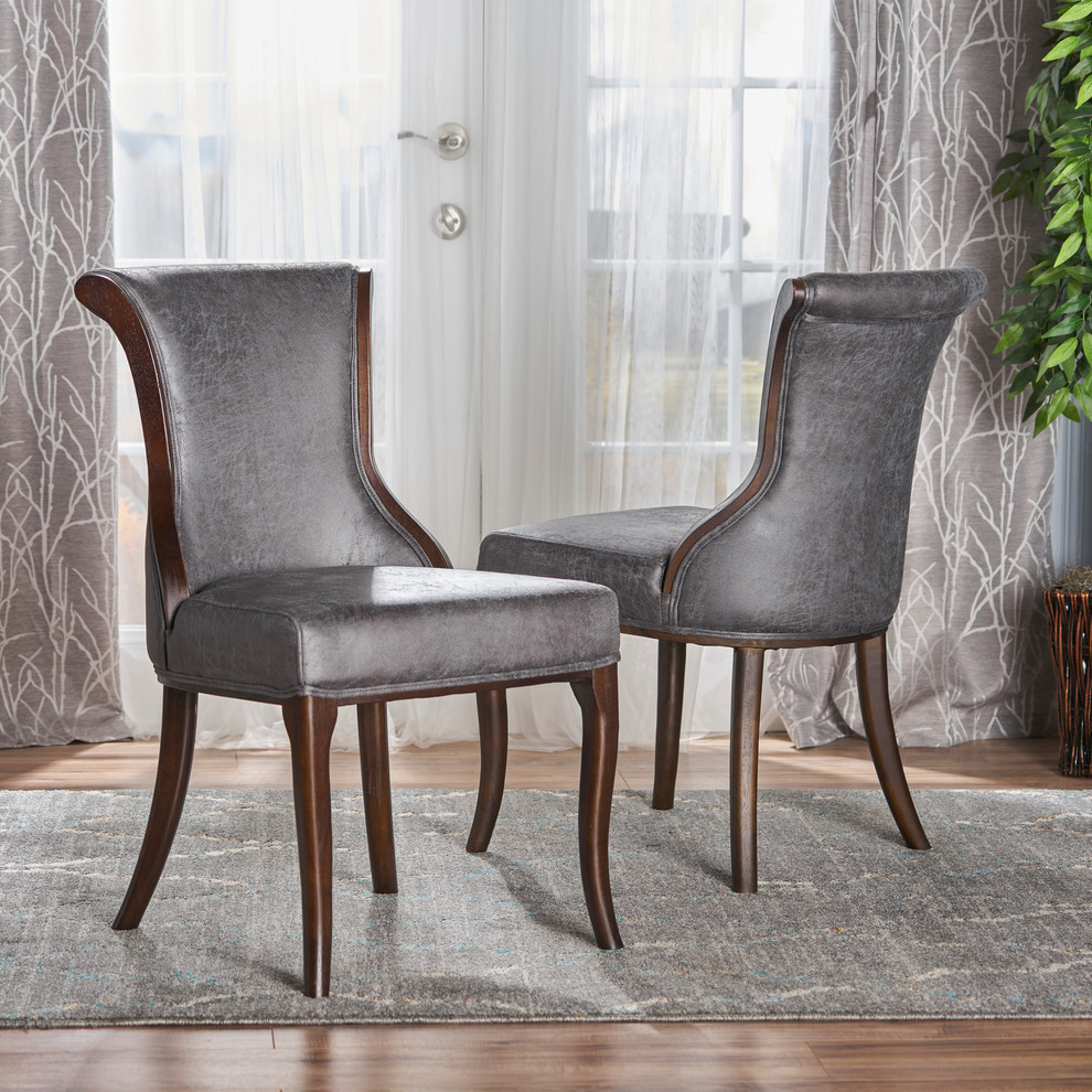 GDF Studio Lexia Classic Slate Microfiber Dining Chair  Set of 2   Transitional   Dining Chairs   by GDFStudio  Houzz