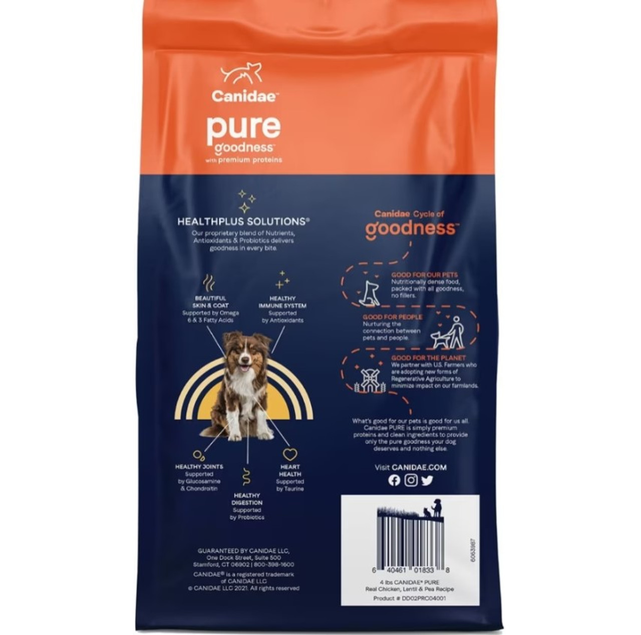 Canidae Grain-Free PURE Real Chicken， Lentil and Pea Recipe Dry Dog Food