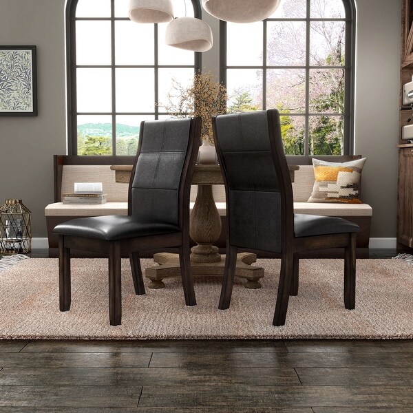 Tornillo Modern Black Faux Leather Dining Chairs (Set of 2) by Furniture of America