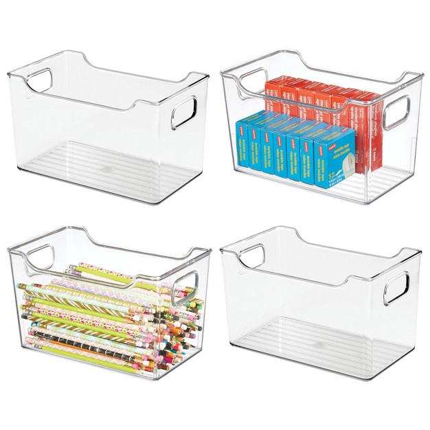 Mdesign Deep Plastic Office Storage Container Bin With Handles