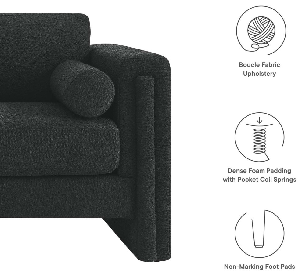 Visible Boucle Fabric Sofa   Black   Transitional   Sofas   by First of a Kind USA Inc  Houzz