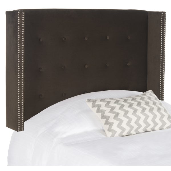 SAFAVIEH Keegan Chocolate Velvet Upholstered Wingback Headboard (Full) - - 11923911