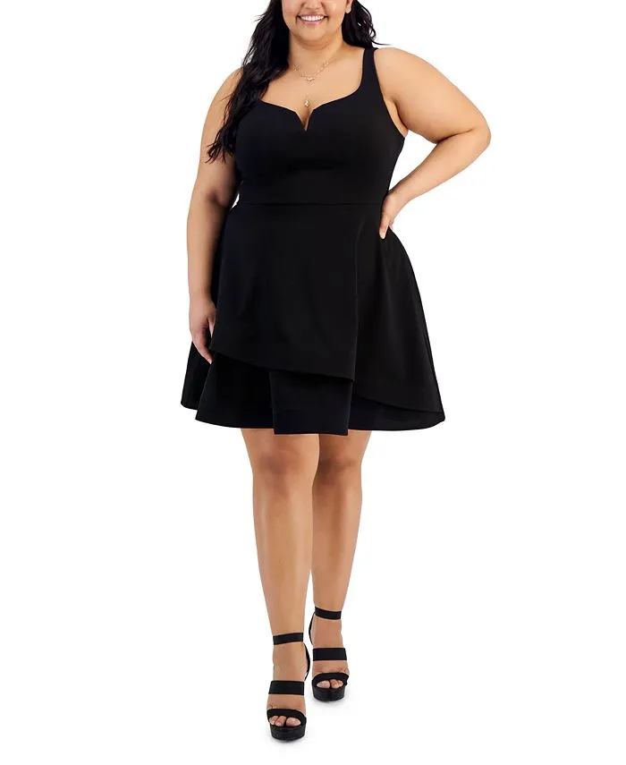 Trendy Plus Size Notched-Neck Tiered-Hem Dress