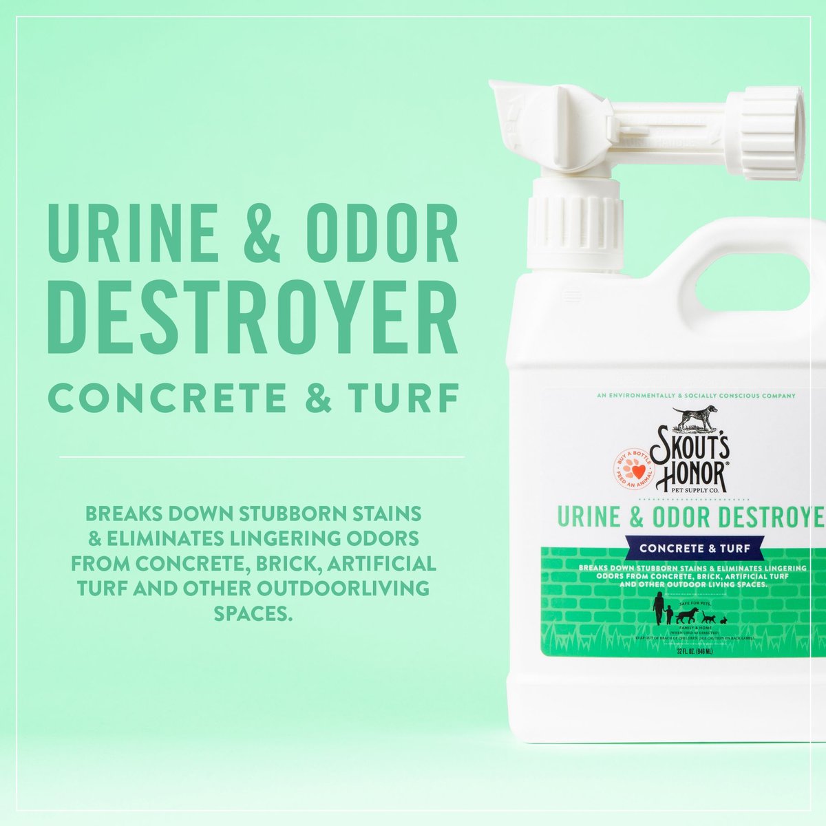 Skout's Honor Outdoor Turf and Concrete Urine and Odor Destroyer Spray， 32-oz bottle