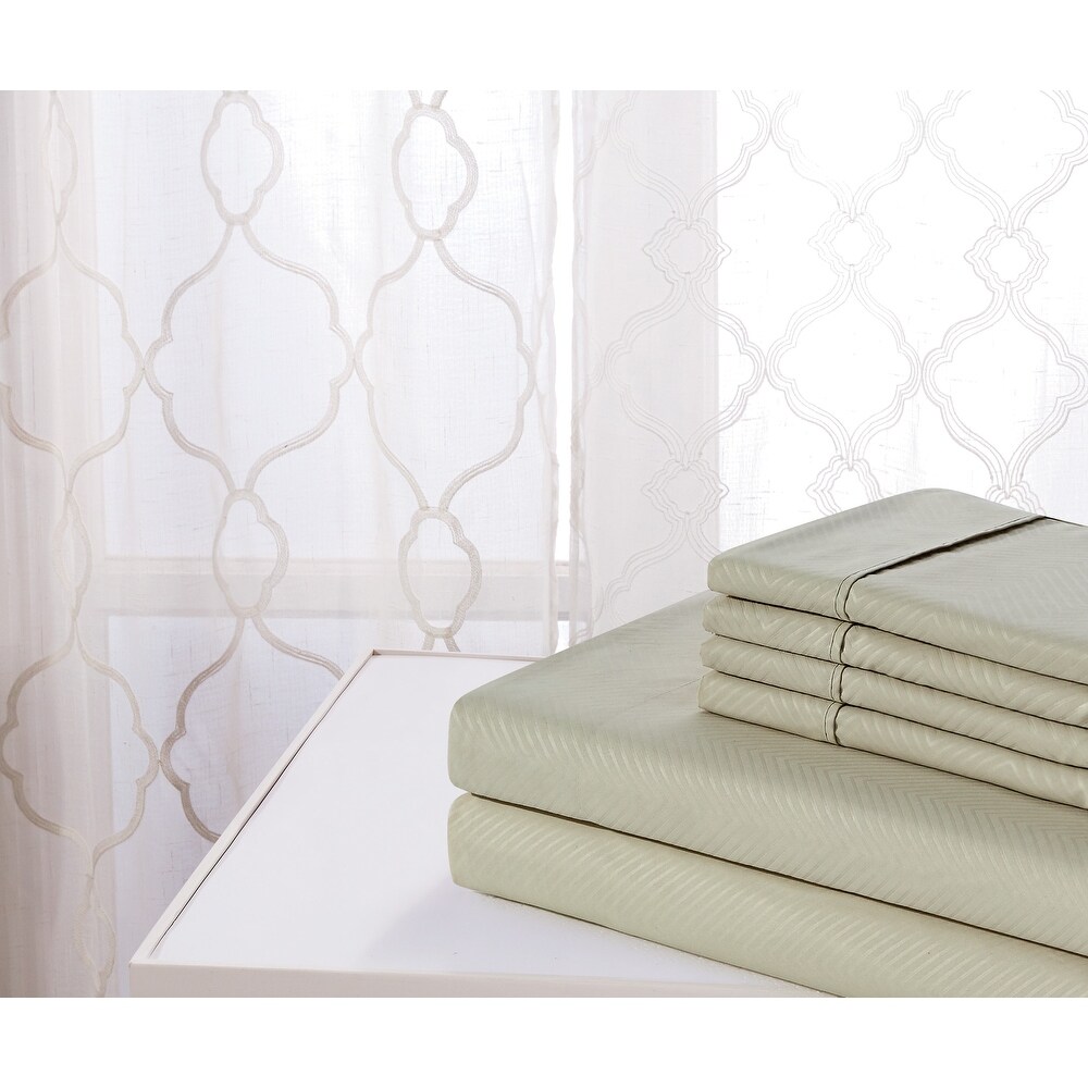 Rayon from Bamboo 4 Piece Luxury Chevron Embossed Sheet Set