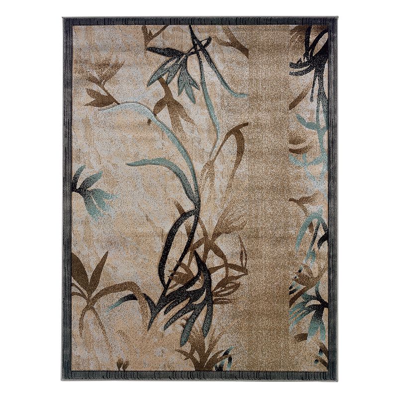 Linon Milan Framed Leaf Rug