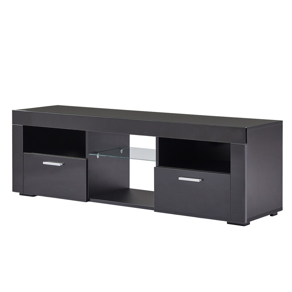 Modern TV Stand with RGB LED Backlight and Large Storage Drawer