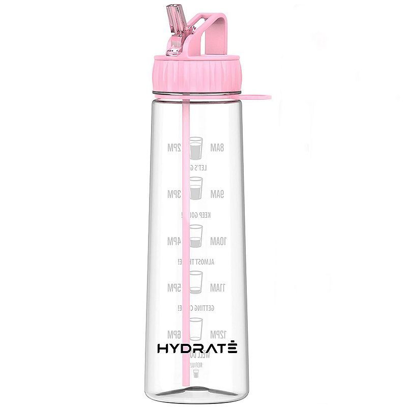 Motivational Water Bottle with Straw and Time Markings， BPA Free， Drop Proof Sports Bottle for Gym， Extra Strong Material