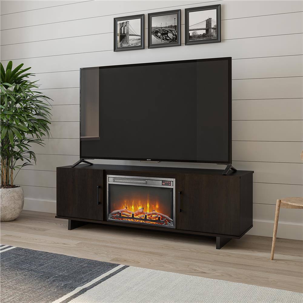 Ameriwood Home Julia 60 in. Electric Fireplace TV Stand in Espresso HD07098