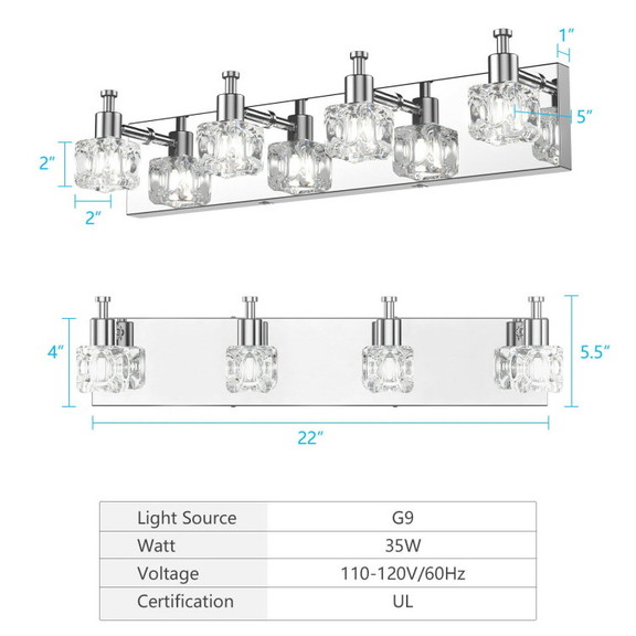 Costway 69137805 4 Lights Modern Bathroom Vanity L...