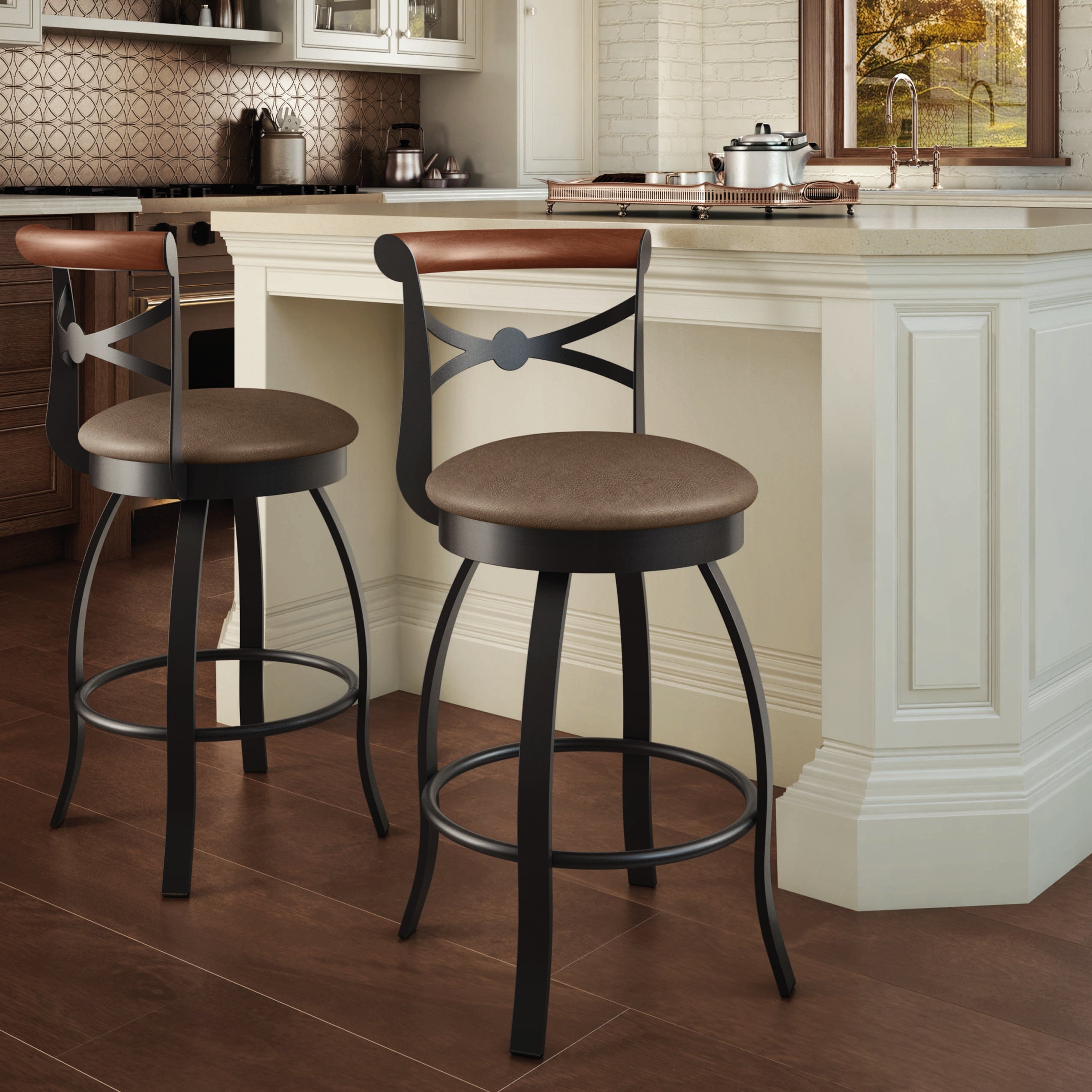 Amisco Bourbon Metal Swivel Counter Stool