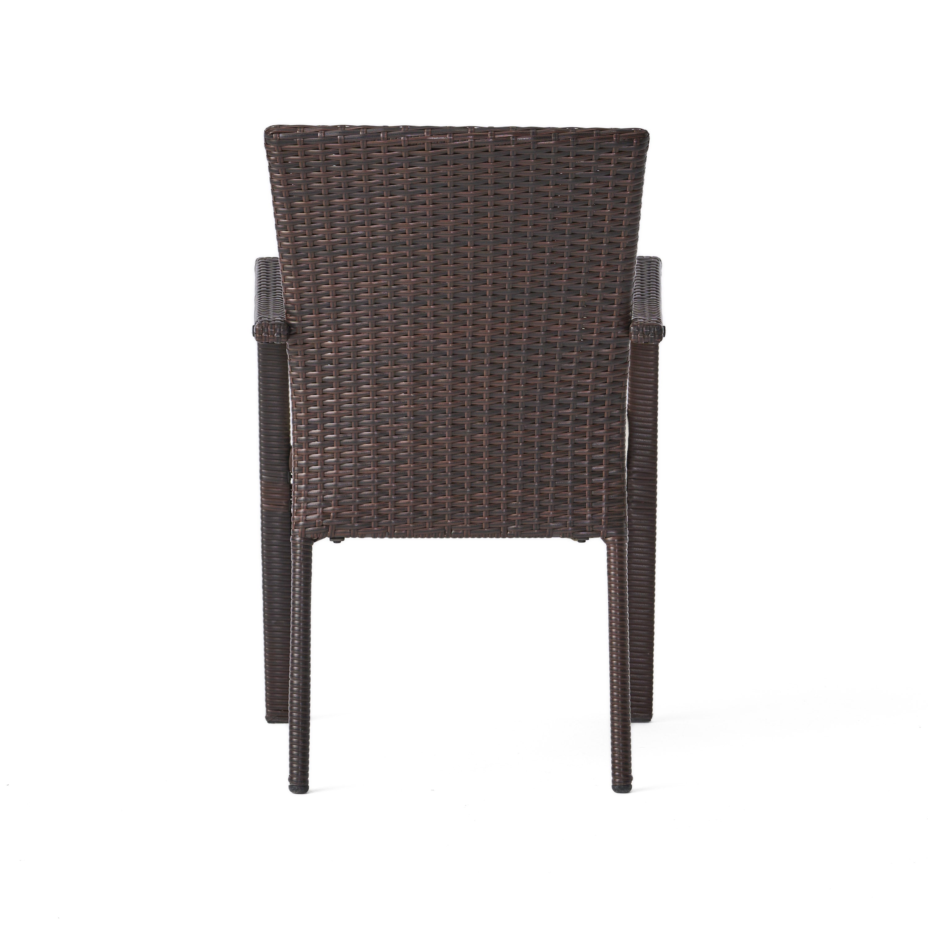 Melba Outdoor Brown Wicker Dining Chair with Beige Cushion (Set of 2)