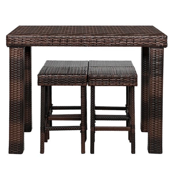 Outdoor 5Piece Resin Wicker Bar Dining Set