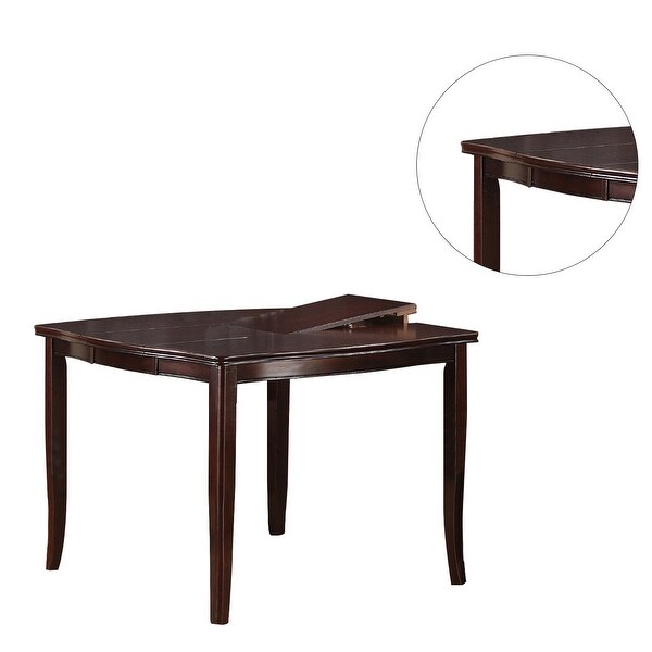 Wooden Dining Table with Butterfly Leaf in Dark Brown