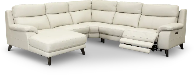 Venice White 5 Piece Power Reclining Sectional