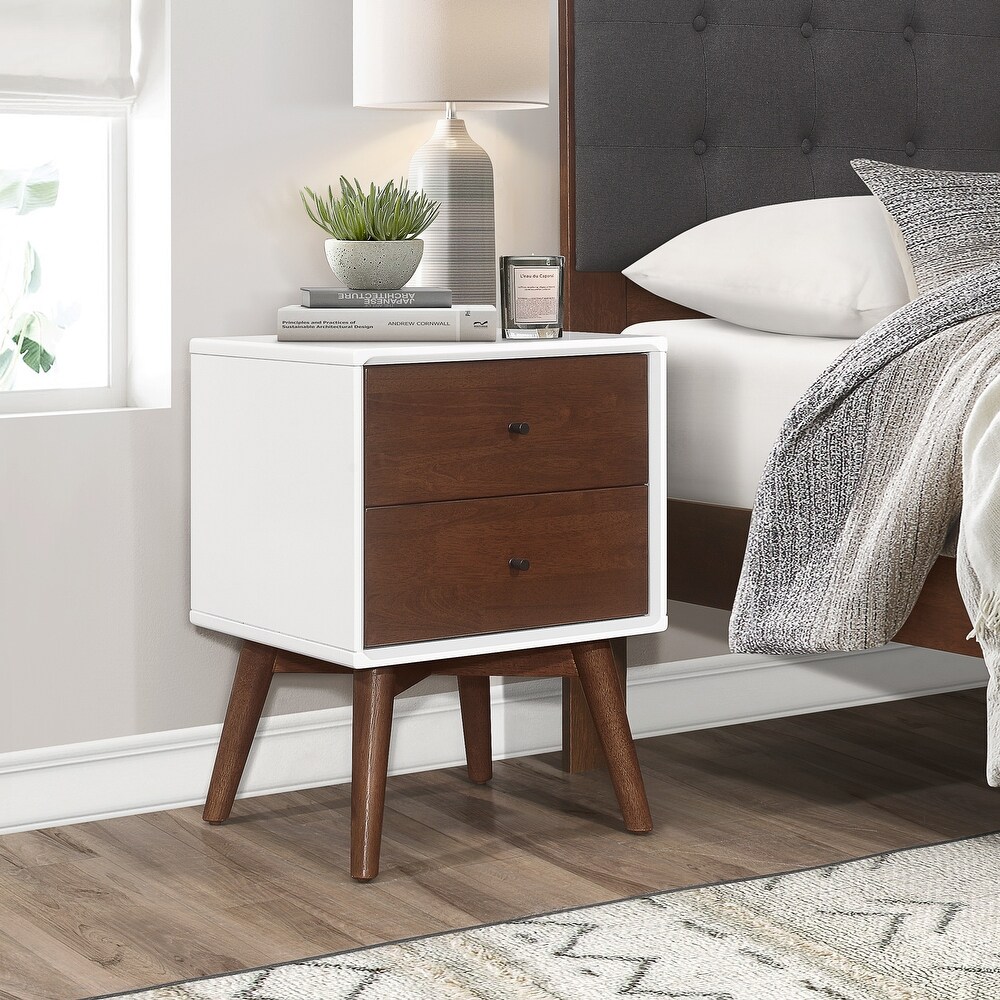 Denver Mid Century Modern White Night Stand