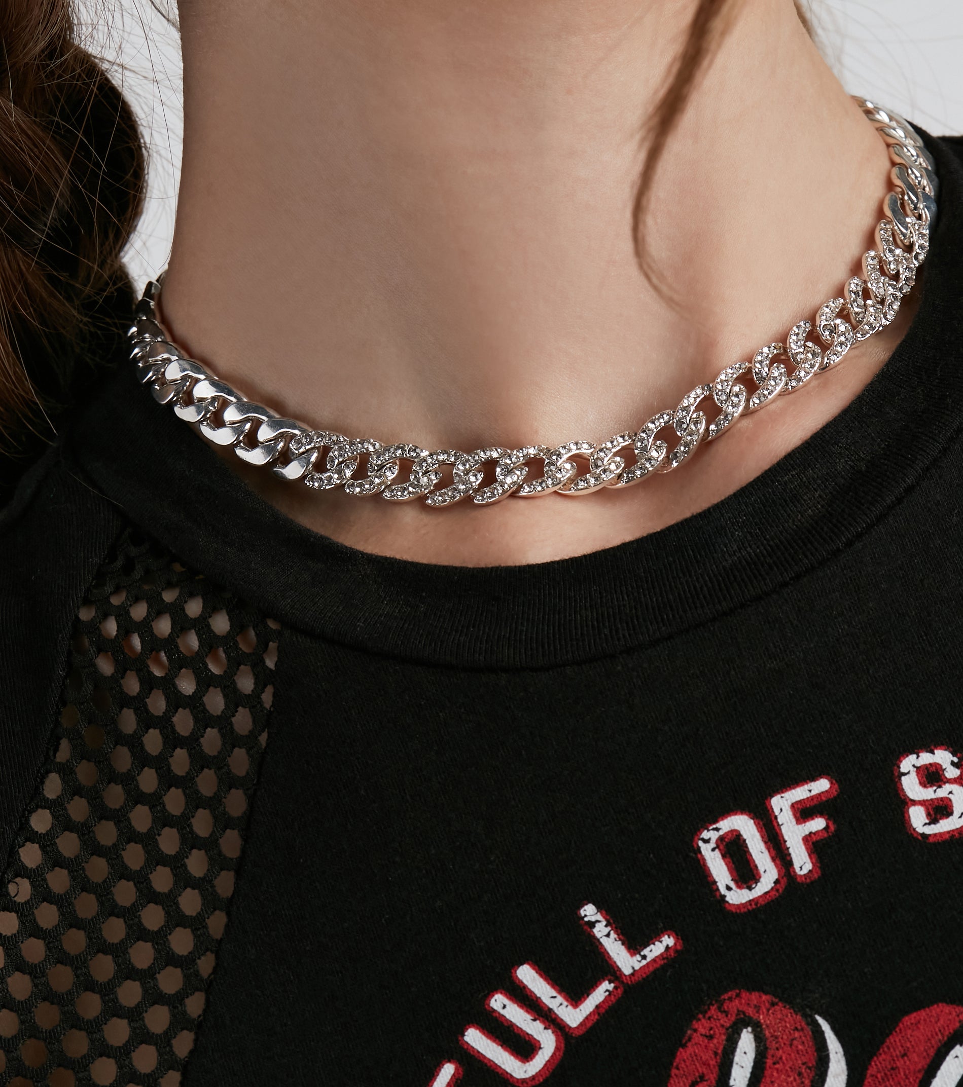 Major Ice Rhinestone Chain Link Collar