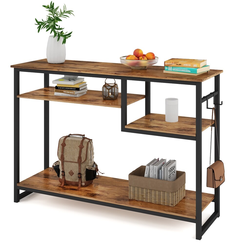 Console Tables with 4 Tier Storage Shelves   40 inch