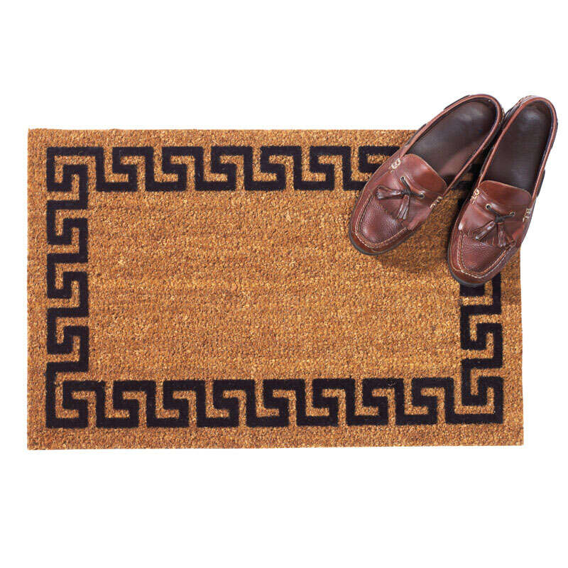 DeCoir 18 in. L X 30 in. W Tan/Black Greek Key Entrance Mat