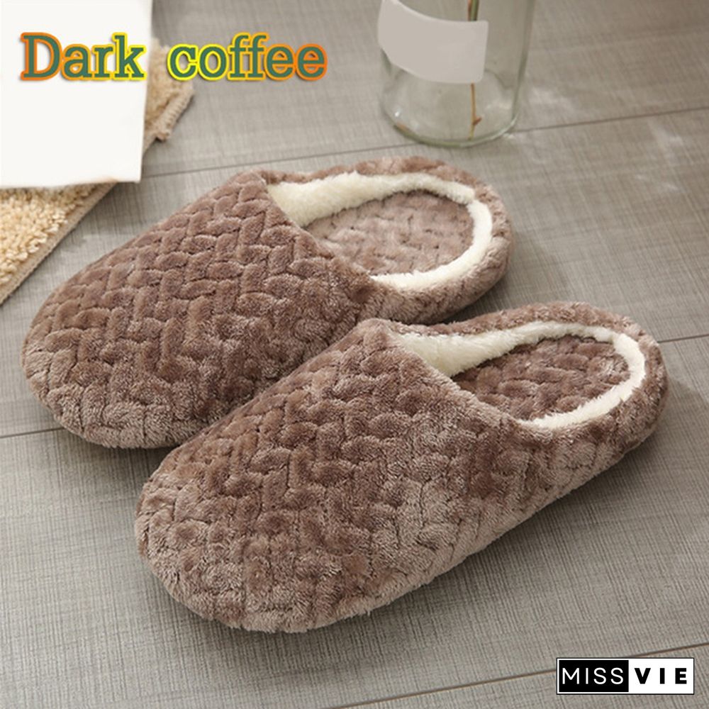 New Jacquard Japanese Style Soft Bottom Mute Suede Slippers Non-Slip Wooden Floor Indoor Cotton Slippers