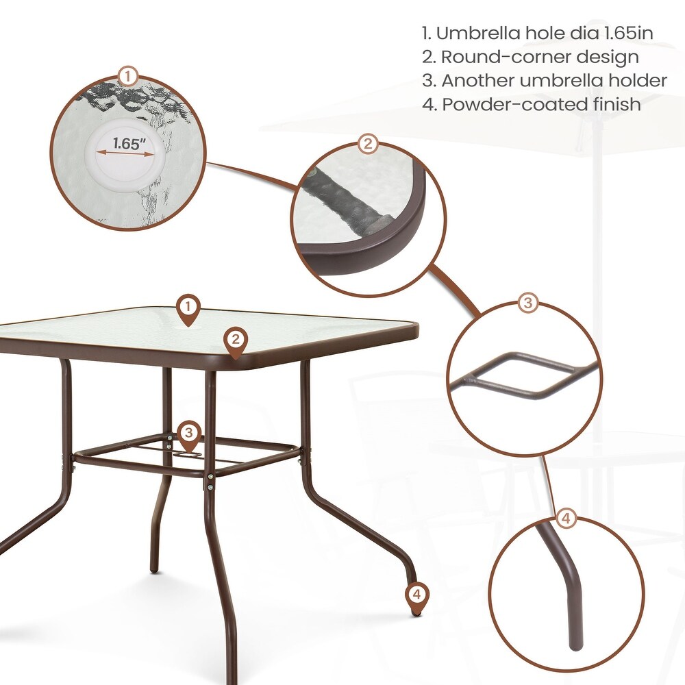 Pellebant Outdoor Dining Table with Umbrella Hole   See the Picture Images