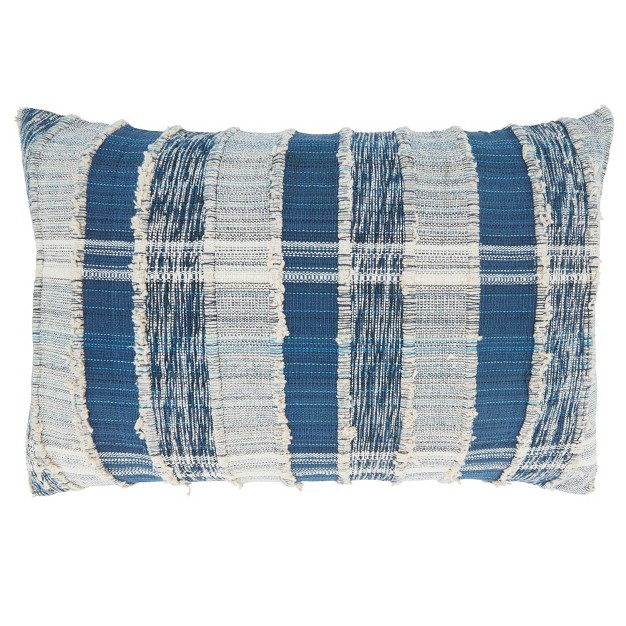 Saro Lifestyle Striped Woven Cotton Throw Pillow With Down Filling