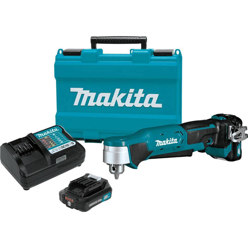 Makita 12V max CXT Lithium-Ion Cordless 38 in. Right Angle Drill Kit (2.0 Ah) AD03R1