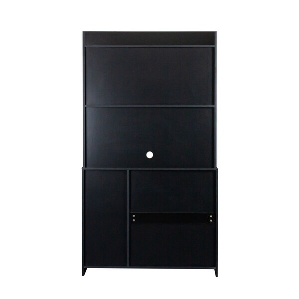 Modern High Wardrobe Cabinet，with 3 Doors，1 Drawer and 1 Open Shelves - - 37291766