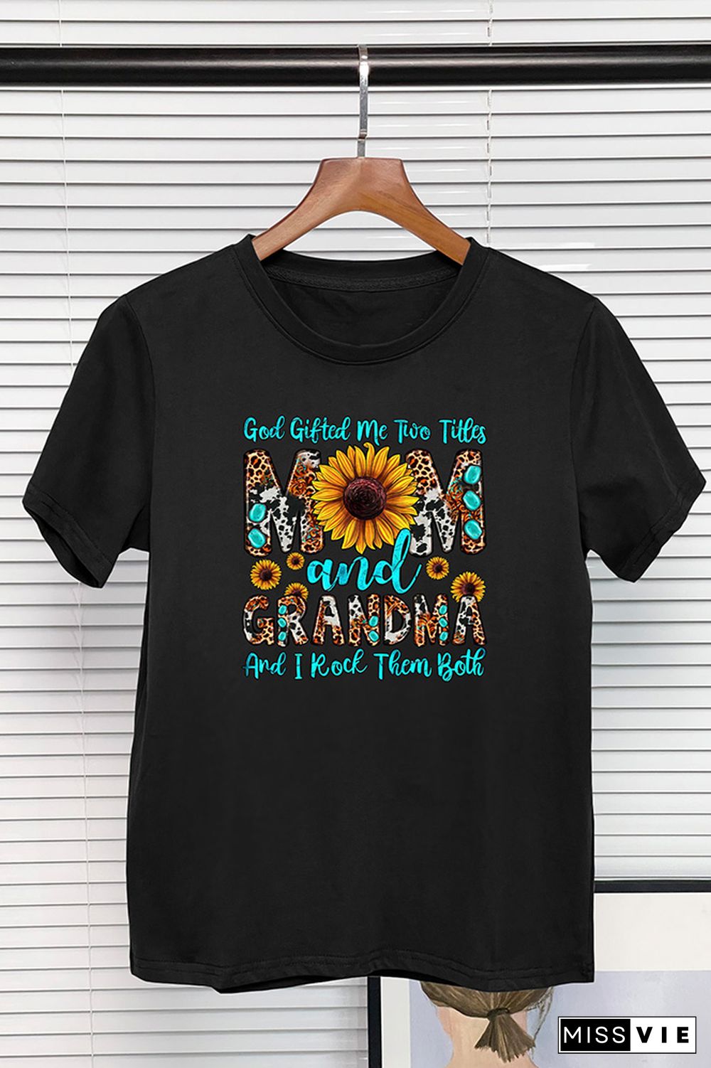 God Gifted Me Two Titles Mom And Grandma And I Rock Them Both Graphic Tee