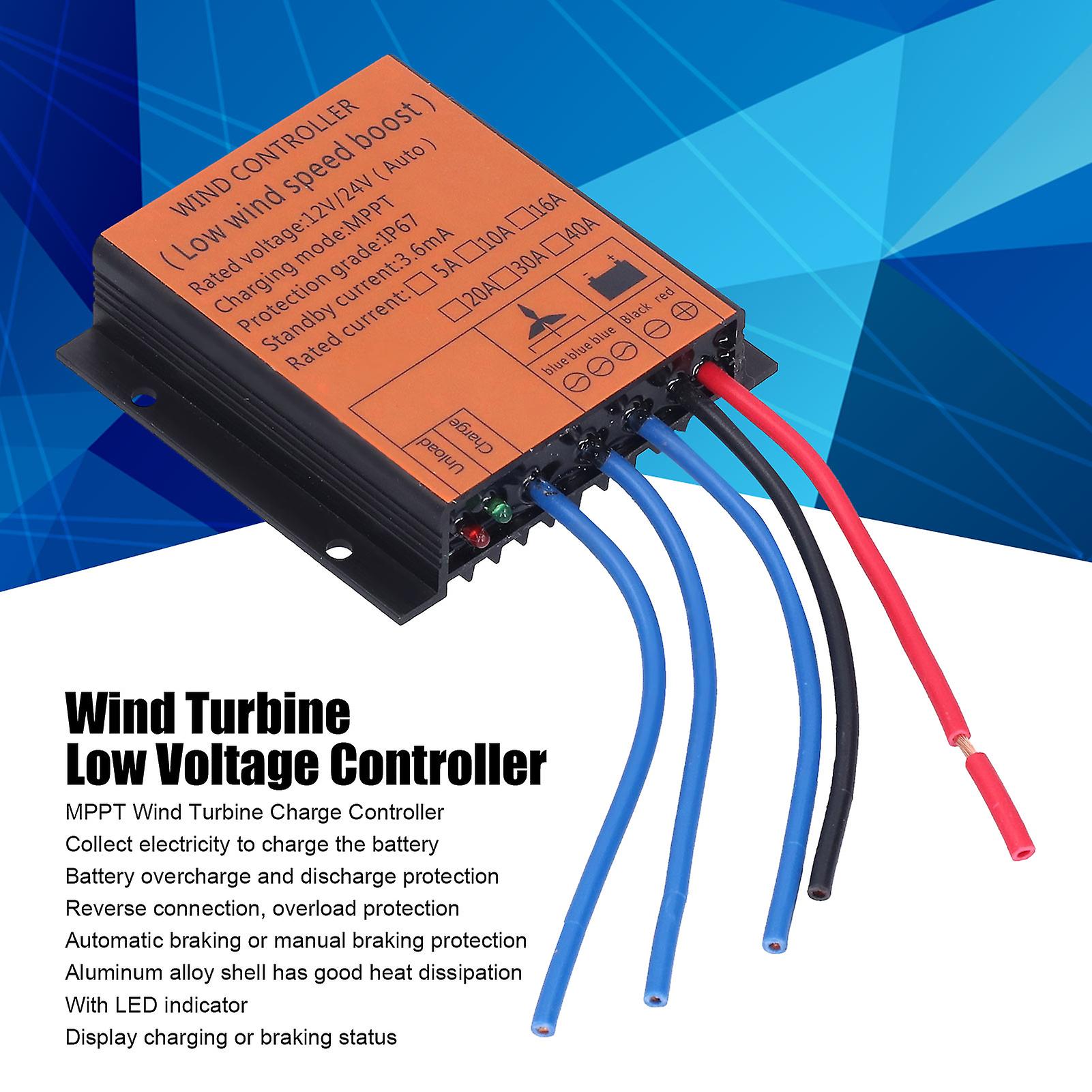 Wind Turbine Controller With Mppt Charge Regulator And Led Light[10a]