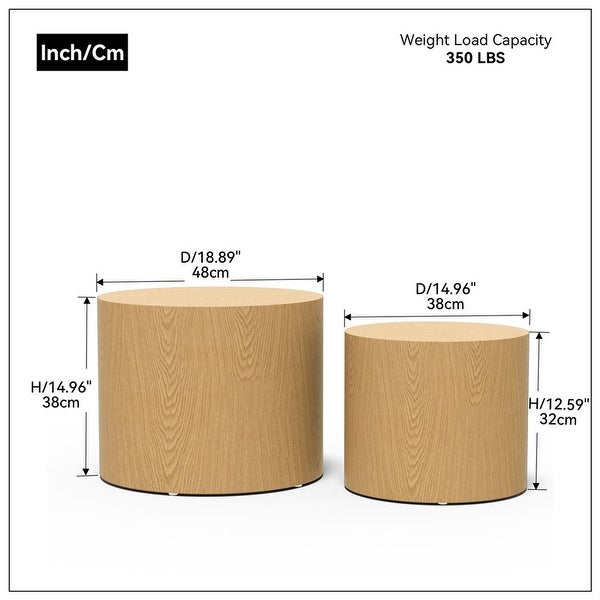 MDF side table，coffee table，end table，nesting table set of 2 with oak veneer for living room，office，bedroom