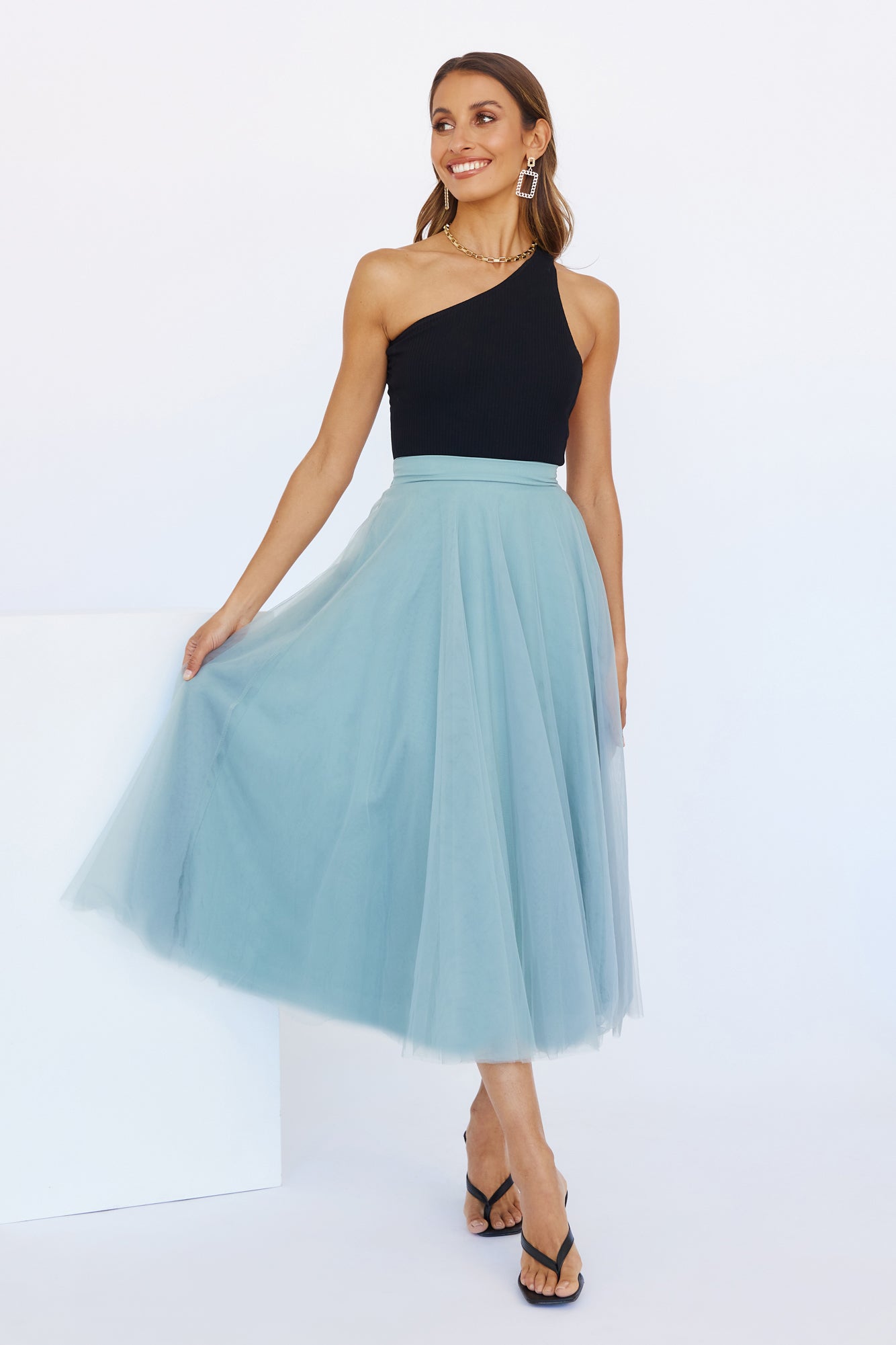 Keeping It Smart Midi Skirt Sage