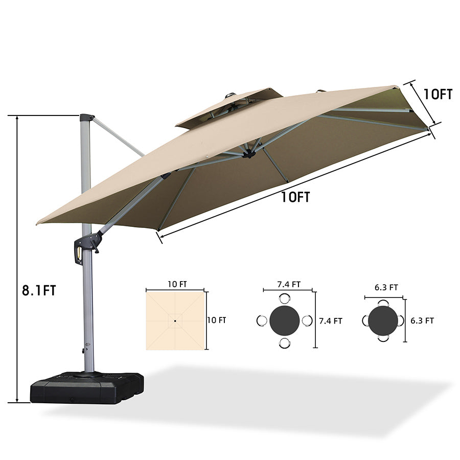 Clearance – PURPLE LEAF 10×10 Feet Patio Umbrella Outdoor Cantilever Square Umbrella, Green
