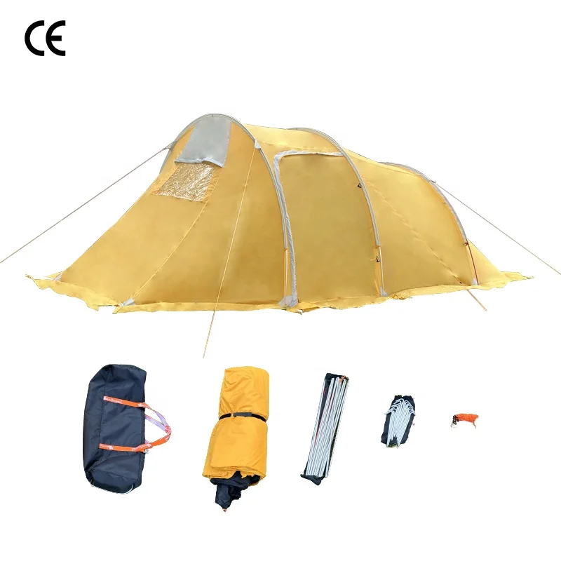 Factory Direct Supply Custom Yellow Tente Waterproof  4 Person Outdoor Family Camping Tent