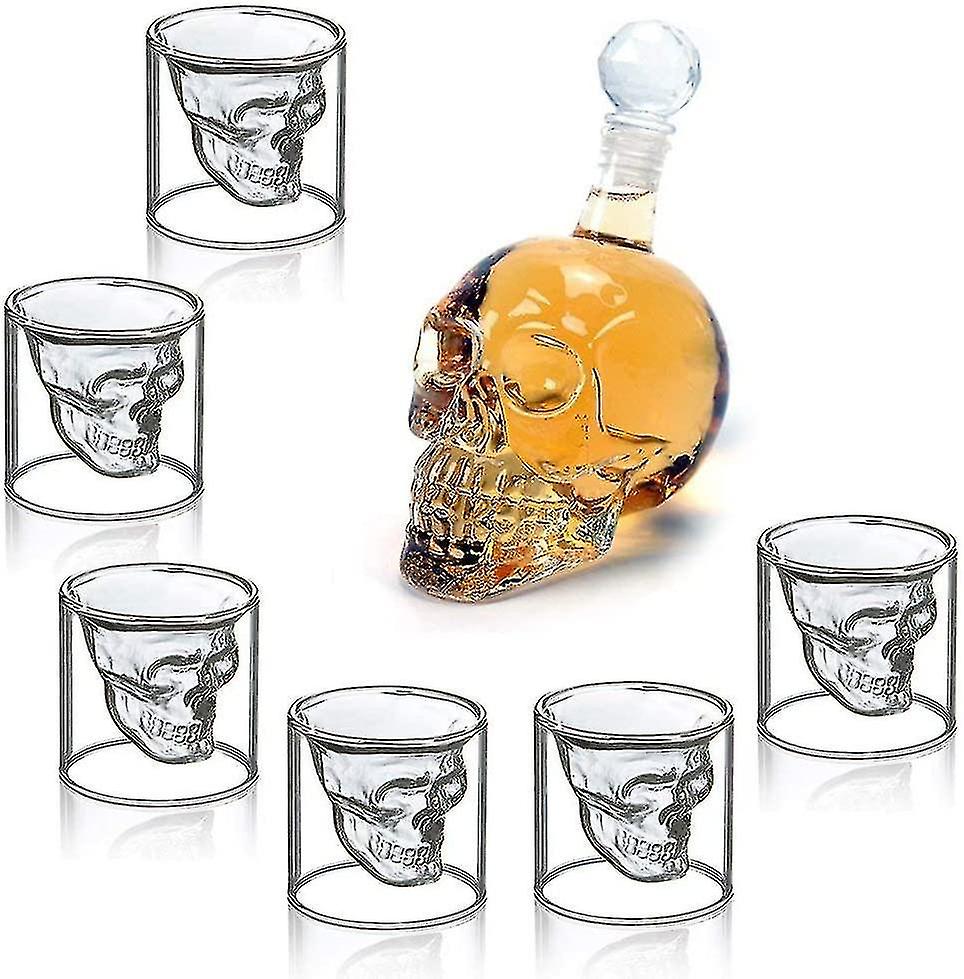 350/550 Ml Skull Shot Glasses Set， Skull Wine Bottle With 6 Skull Glasses， Perfect For Colored Drink