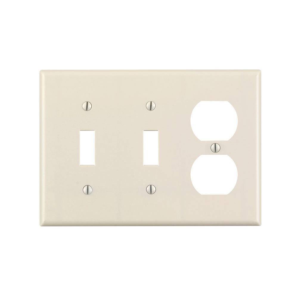 Leviton Almond 3-Gang 2-Toggle1-Duplex Wall Plate (1-Pack) 78021