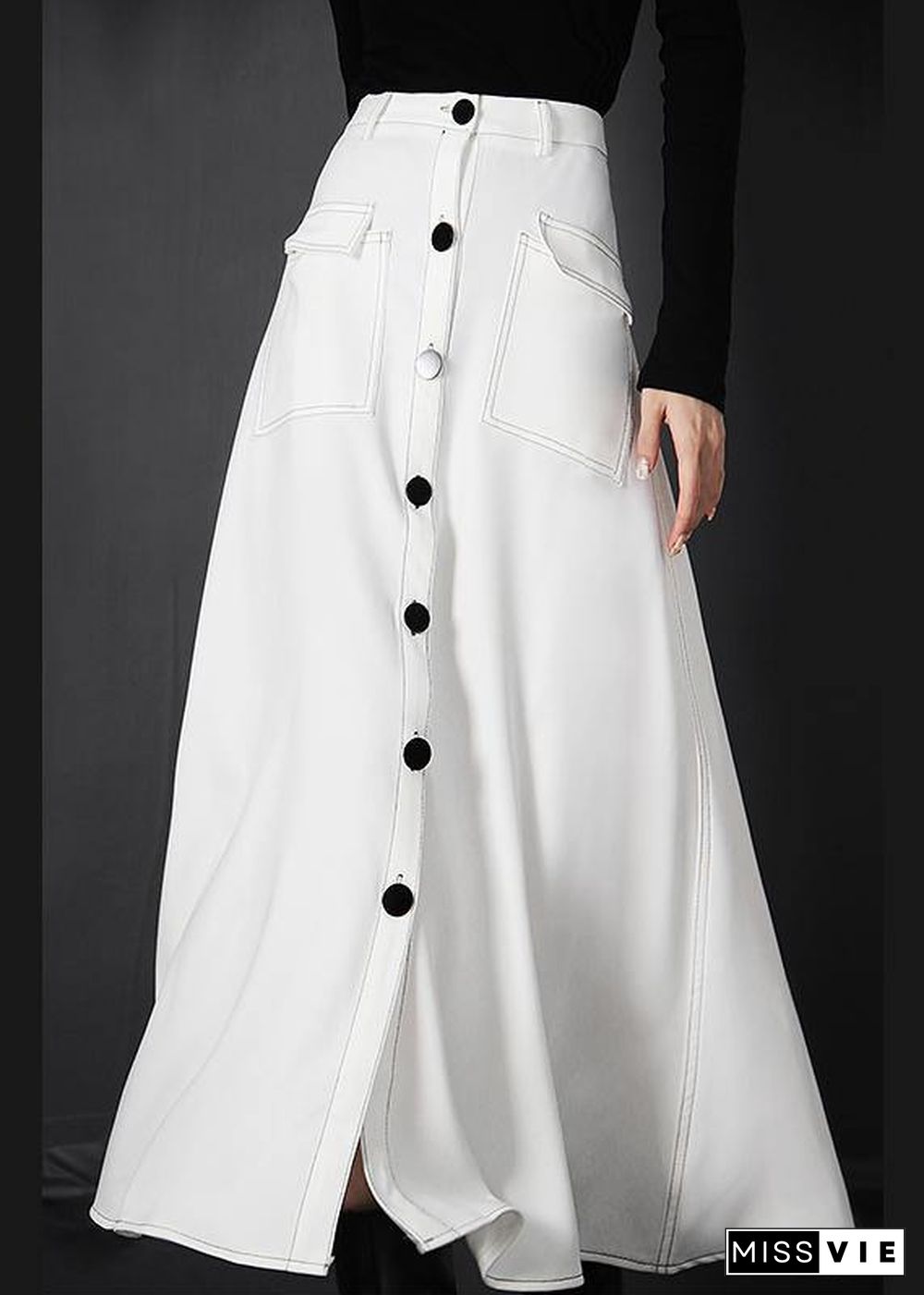 Chic White zippered A Line Skirts Summer