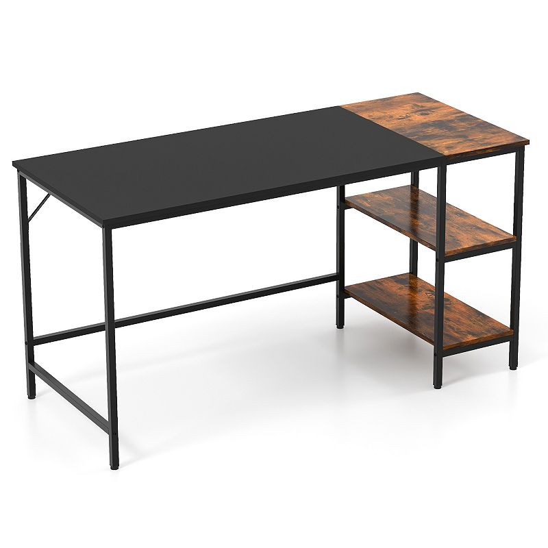 55 Modern Industrial Style Study Writing Desk With 2 Storage Shelves