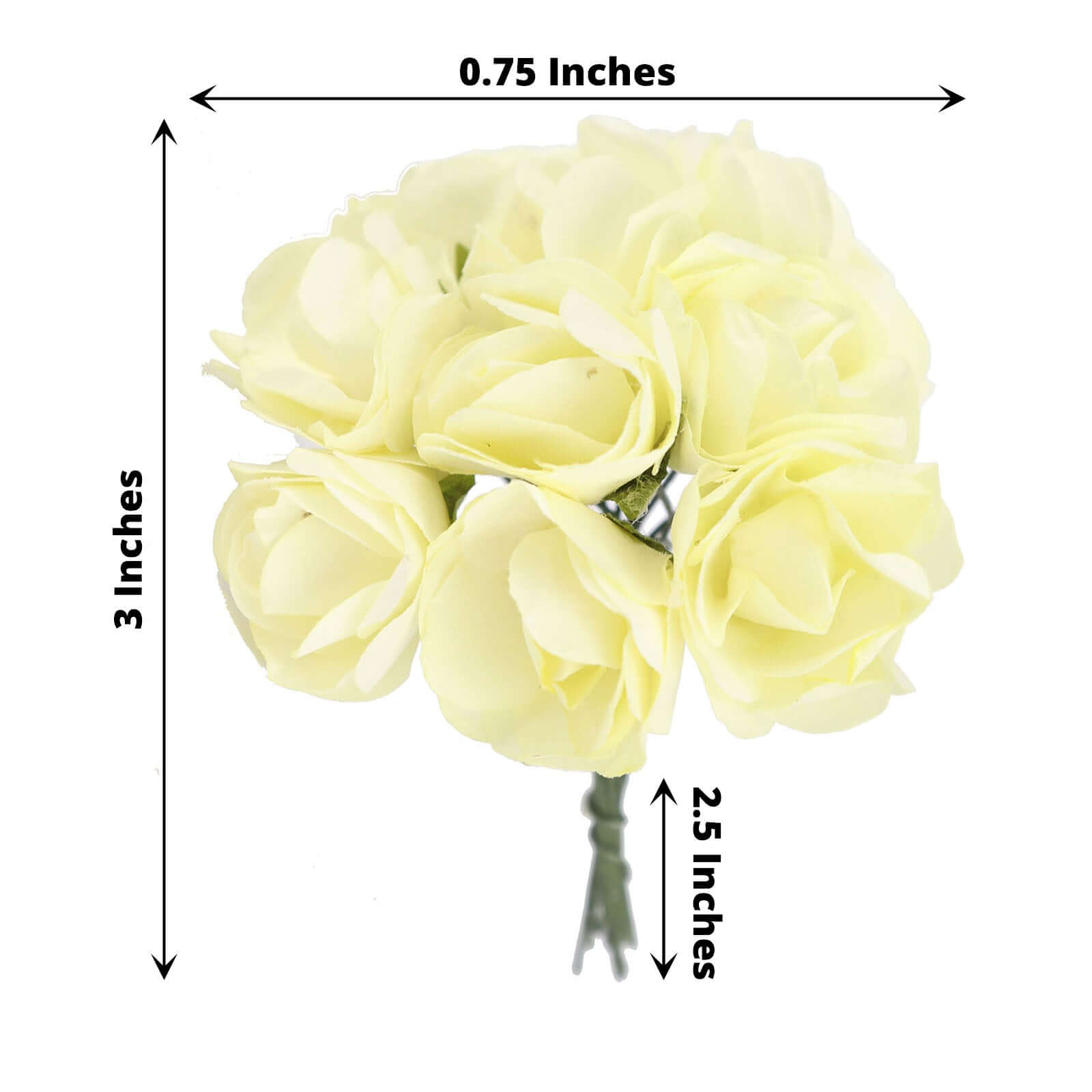 144 Pack Ivory Paper Mini Craft Roses, DIY Craft Flowers With Wired Stem