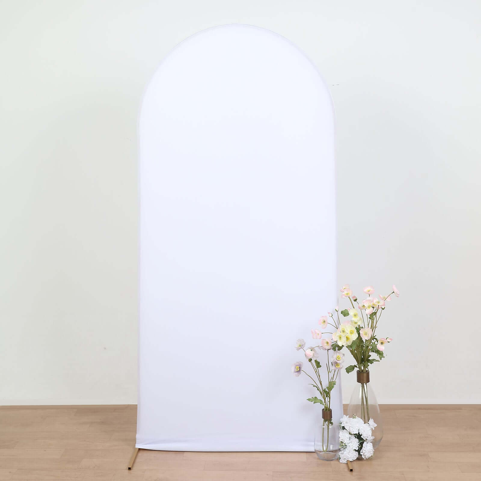 Matte White Spandex Fitted Wedding Arch Cover For Round Top Chiara Backdrop Stand 7ft