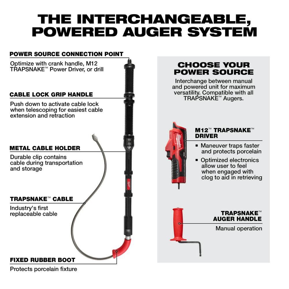 MW TRAPSNAKE 6' Toilet Auger Bare Tool 49-16-3576 from MW