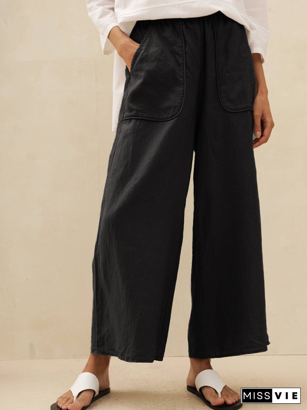 Thalia Linen Pocket Wide Leg Pants