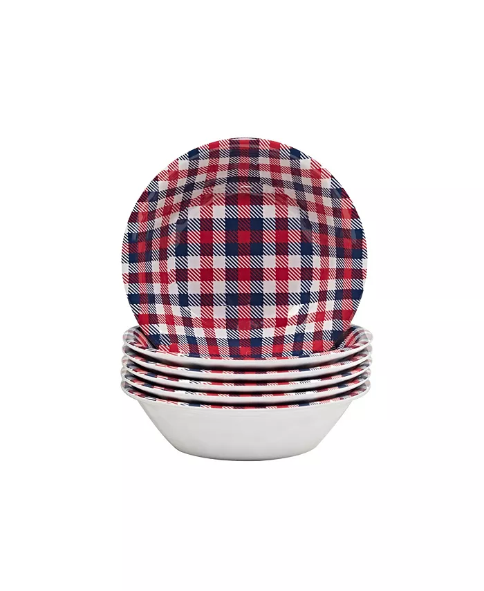 Certified International Patriotic Plaid Melamine All Purpose Bowl Set of 6