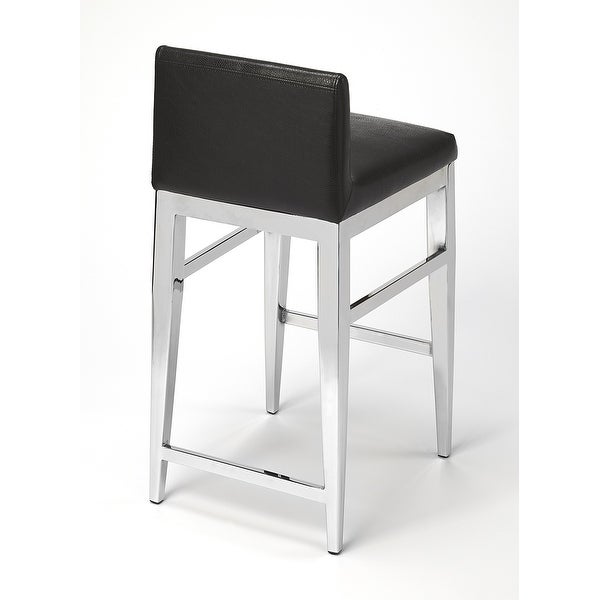 Stainless Steel and Black Faux Leather Counter Stool - 31.5