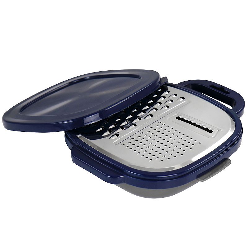 Oster Cocina Flat Bluemarine 3 Piece Grater and Container Set in Navy