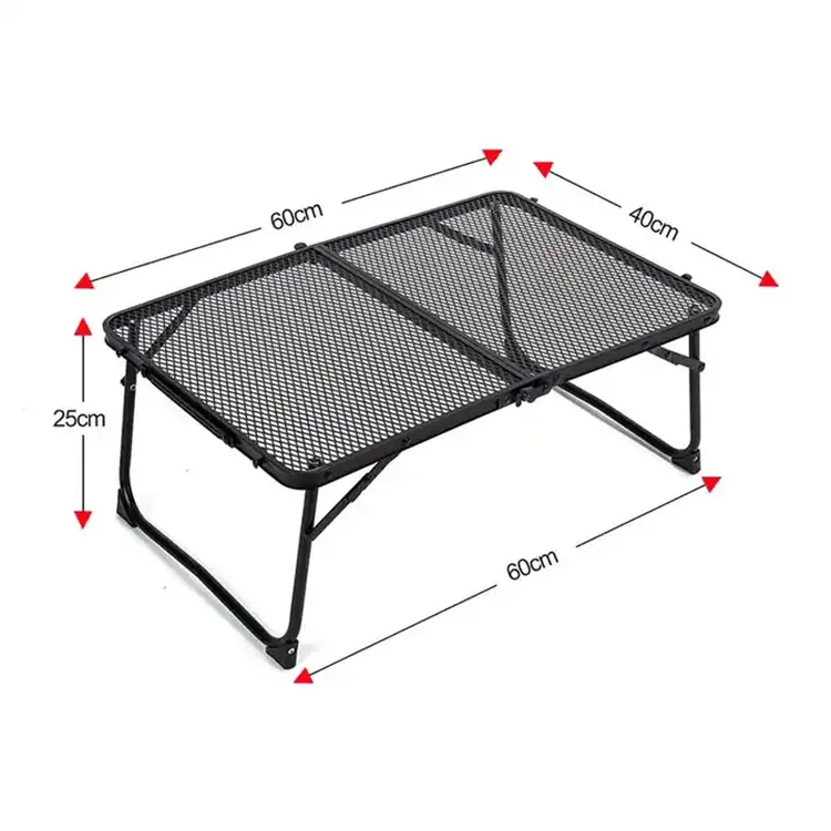 Lightweight Metal Net Camping Table Foldable Portable Barbecue Picnic Briefcase Type Hand Carry Outdoor Tables