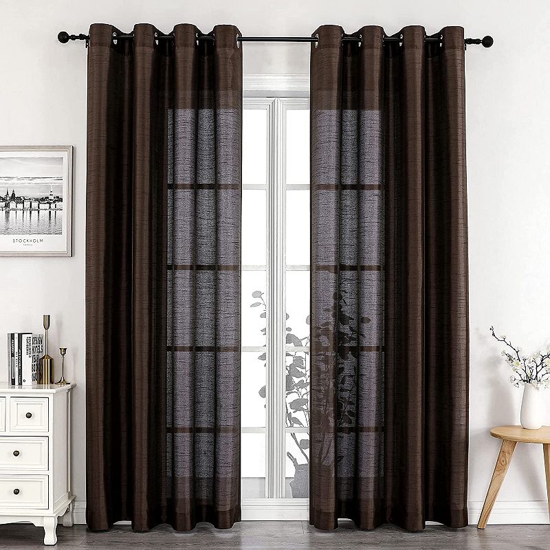 Kate Aurora Artisan Lightweight Transparent Faux Silk Sheer Grommet Single Curtain Panel